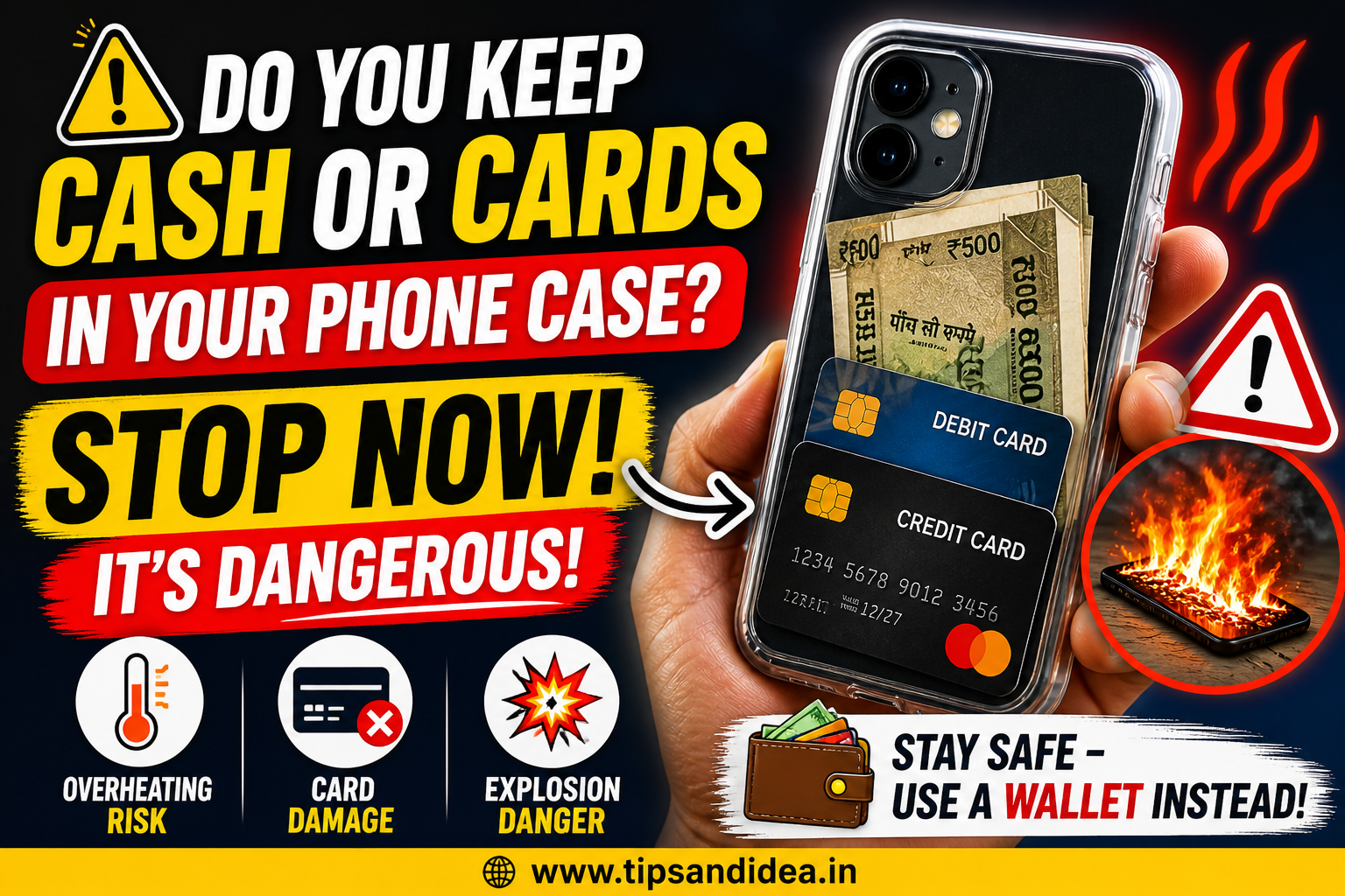 phone case safety - cash and card